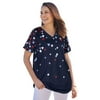 Woman Within Women's Plus Size Cuffed Americana Print Tee Shirt