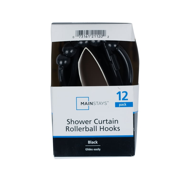 MitoVilla 24-Pack Black Metal Shower Curtain Hooks - Hollow Ball Design, Rust-Proof For Curtain & Liner