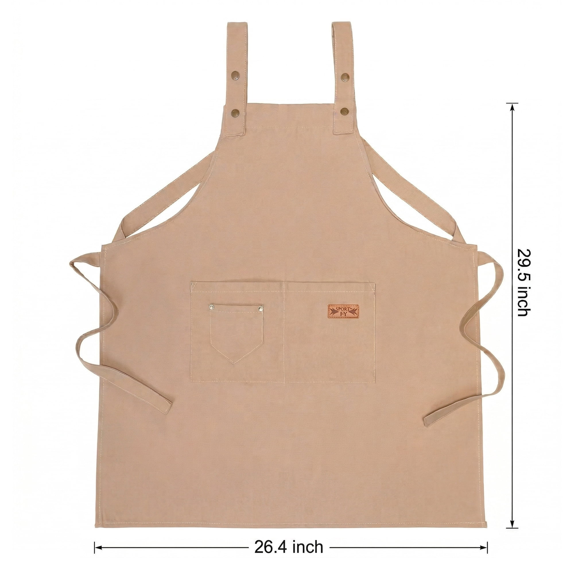 Unique Bargains Adjustable Long Waist Cooking Apron with Pocket for Home 26.4x29.5in Khaki