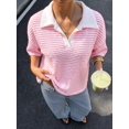 thumbnail image 3 of Blusa Holgada De Mujer Con Cuello Blanco Y Rayas Rosa, 3 of 30