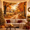 thumbnail image 3 of Autumn Country Road with Farmhouse, Cozy Rustic Style for Farmhouse Decor Lovers, Rural Wall Decor, Housewarming Gift, Tapestry Wall Hanging for Bedroom and Living Room, 3 of 7