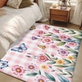 thumbnail image 4 of Area Rugs 2.7'x5', Pink Flowers Carpet for Living Room Bedroom Dining Room, Spring Floral Butterfly Leaves Plants Rustic Plaid Throw Kitchen Rugs Non Slip Washable Rectangle Indoor Outdoor Rugs, 4 of 8