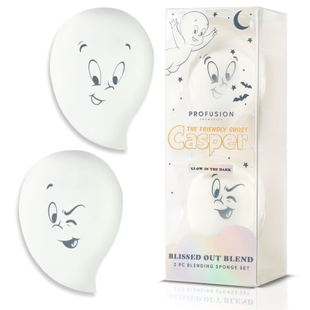 Profusion Cosmetics Casper The Friendly Ghost 2 PC Blending Sponge, Soft Makeup Sponges For Liquid, Cream & Powder, Wet or Dry Application, White