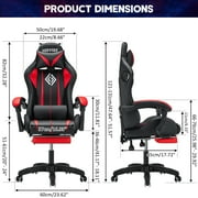 Hoffree Gaming Chair with Bluetooth Speakers and Footrest Massage Office Chair with LED Lights Ergonomic Game Chair High Back with Lumbar Support and Headrest Adjustable Swivel for Adults 300lb