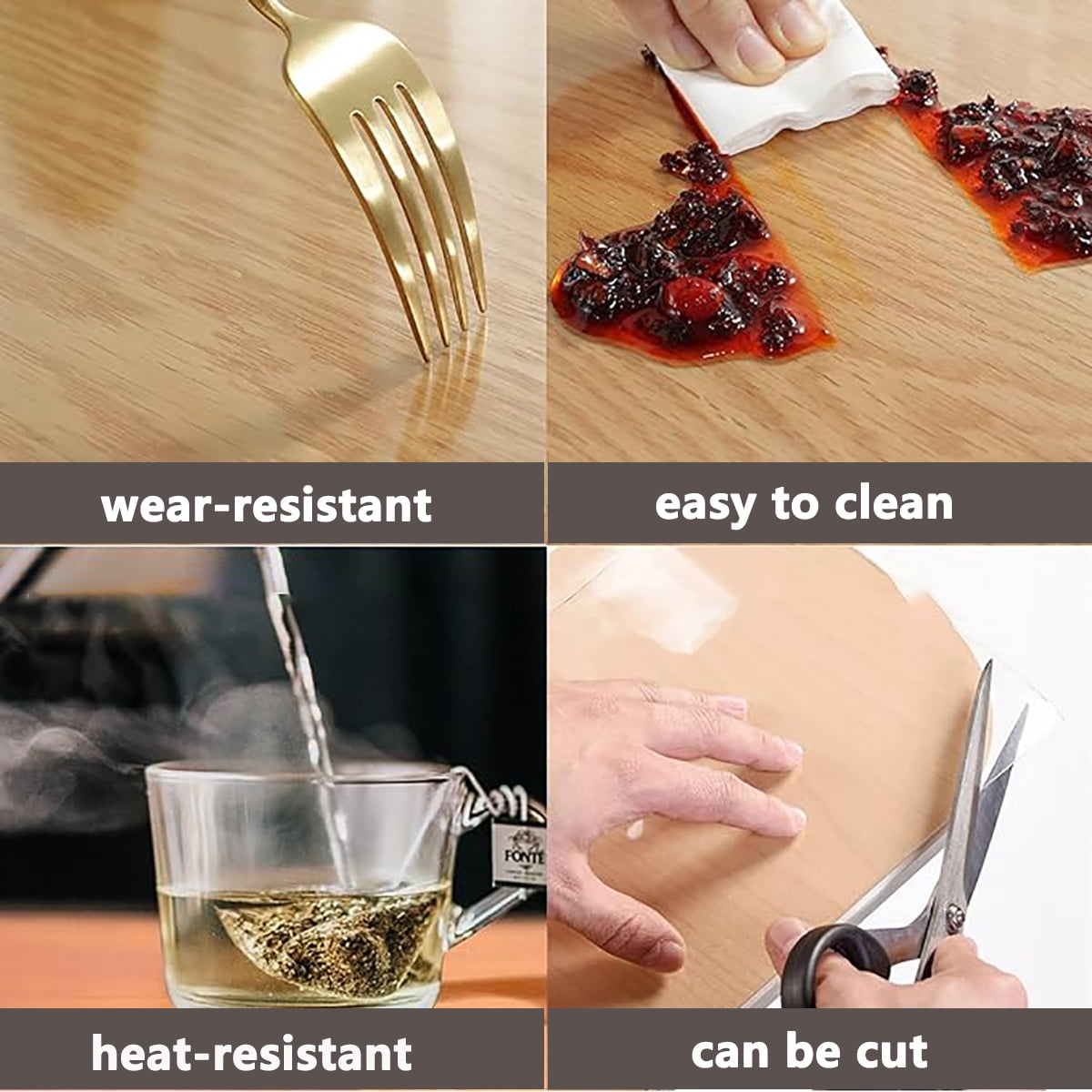 Petoto 79 x 40 inch PVC Clear Table Protector, 2mm Thick Transparent Tablecloth Waterproof Oil Proof Kitchen Dining Table Cloth