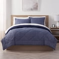 thumbnail image 4 of Serta Supersoft Cooling Bed Set, 7 Piece Reversible Bedding Comforter and Solid Sheet Set, King, Peacoat Navy, 4 of 5