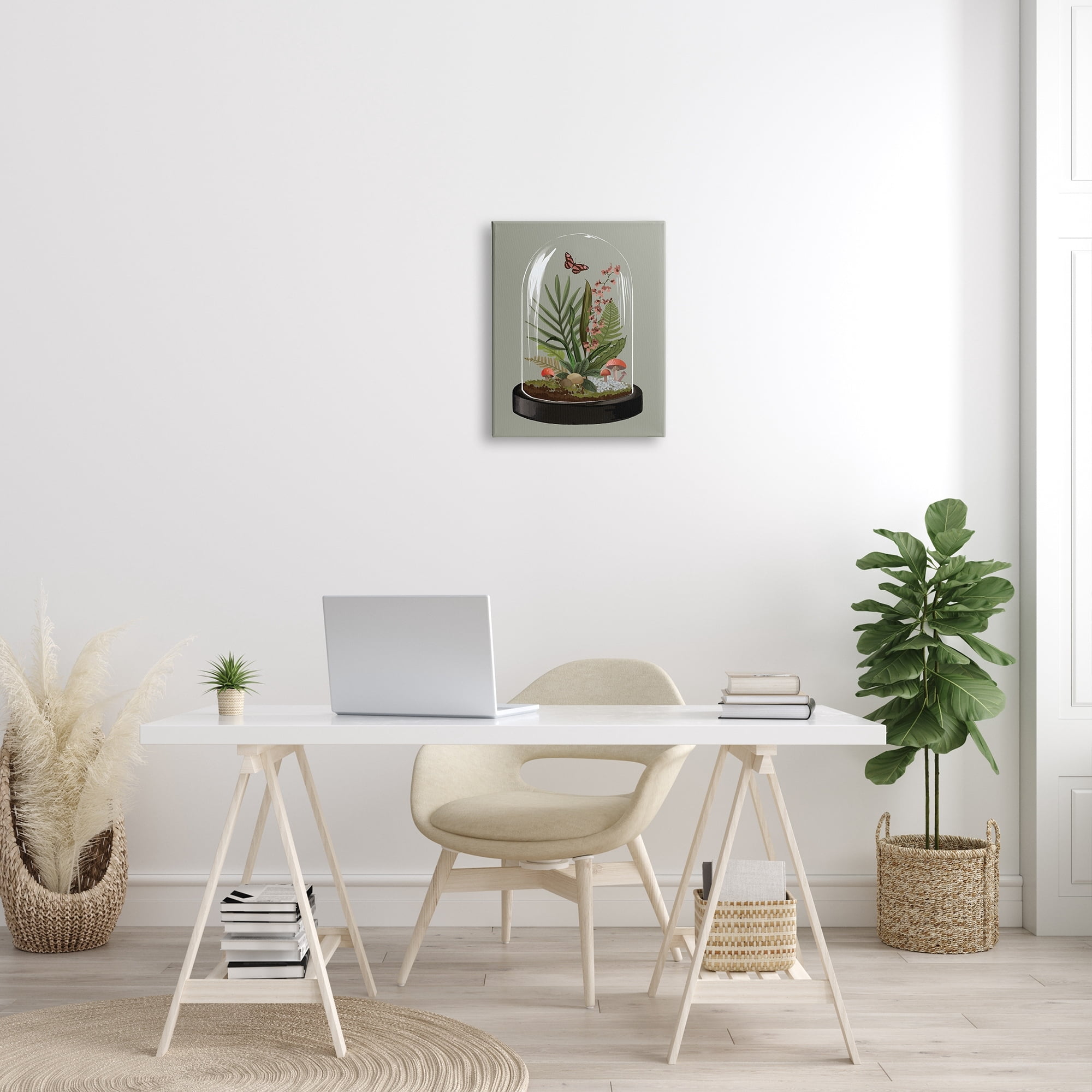 Stupell Industries Terrarium Dome Wildlife Nature Blooming Butterfly Botanicals Graphic Art Gallery Wrapped Canvas Print Wall Art, Design by House of Rose