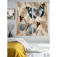 thumbnail image 3 of Vintage Teal Butterfly Sheer Curtains 72 Inch Length 2 Panels Set Window Treatments, Vintage Brown Tree Branch Rod Pocket Semi Curtains for Living Room/Bedroom/Kitchen Décor, 104"W x 72"L, 3 of 7