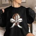 thumbnail image 2 of miqiqism Sweatshirt for Women Football Bow Print Hoodie Juniors Round Neck Long Sleeve Hooded Long Sleeves Pullover Tunic Hoodies,Black,XX-Large, 2 of 4