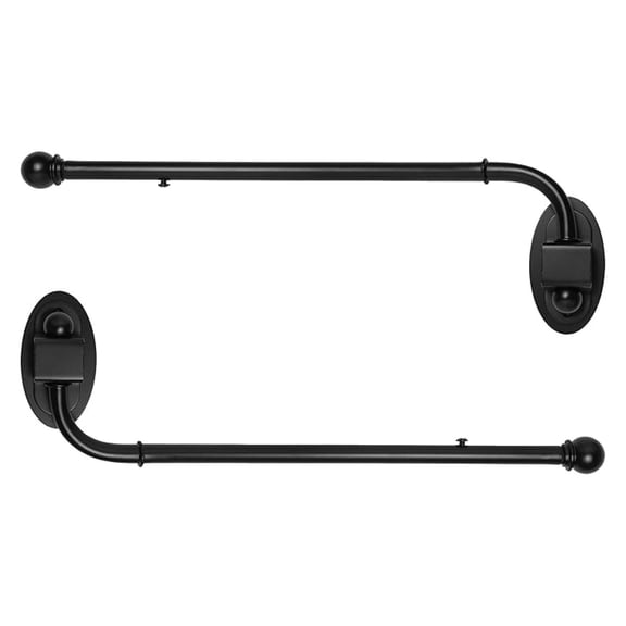 BNHHYYNB Arm Curtain Rods 14-24 Inch, Black 2-Pack - 1/2 Diameter Adjustable Window Curtain Rod Set for Bedroom, Bathroom, Kitchen