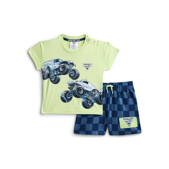 Monster Jam Baby and Toddler Boy Short Sleeve Graphic Tee and Shorts Set, 2 Piece, Sizes 12M-5T