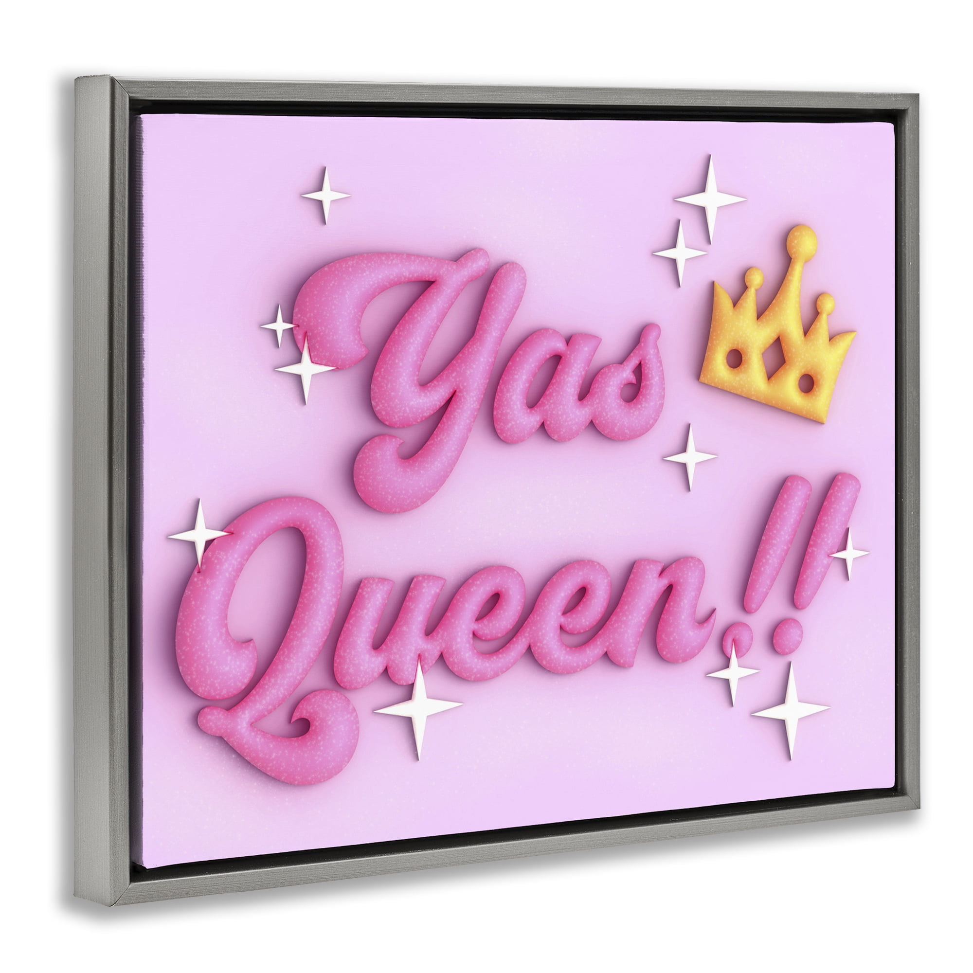 Stupell Industries Retro Yas Queen Entertainment Painting Gray Floater Framed Canvas Art Print Wall Art, 31 x 25