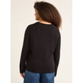 thumbnail image 3 of Free Assembly Women’s and Women's Plus Cozy Yarn Crewneck Sweater with Long Sleeves, Lightweight, Sizes XS-4X, 3 of 5
