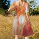 thumbnail image 5 of D20 Dice: Acuarela Arco Iris Vestido corto manga vestido de mujer vestidos de algodón auténtico, 5 of 7