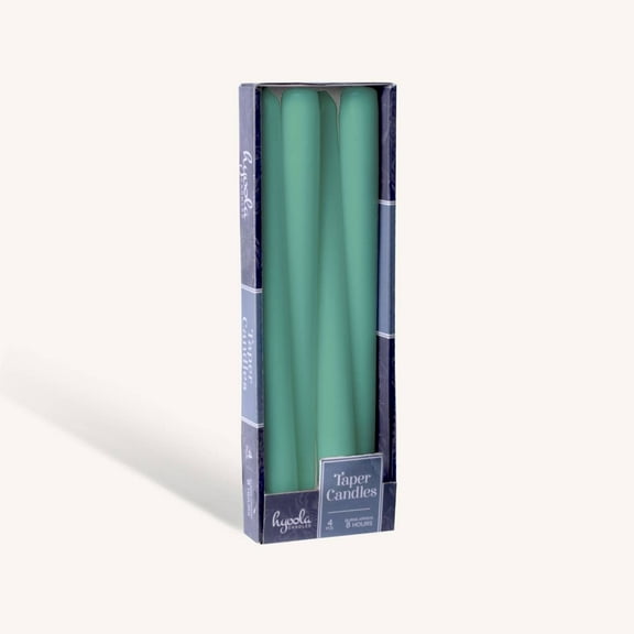 Hyoola 10" Emerald Green Dripless European Made Taper Candles, Unscented Paraffin Wax with Cotton Wicks, 4-Pack