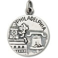 thumbnail image 1 of Sterling Silver 16" .8mm Philadelphia City Of Brotherly Love Two Sided Circle Pendant Necklace, 1 of 2