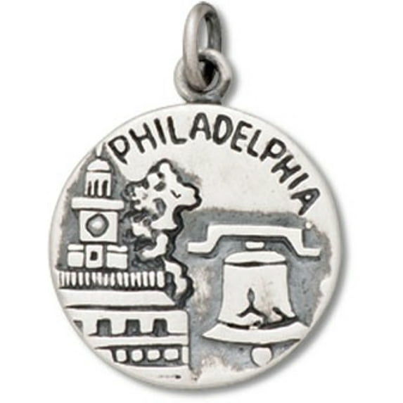 Sterling Silver 24" 1.2mm Philadelphia City Of Brotherly Love Two Sided Circle Pendant Necklace
