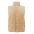 thumbnail image 4 of Rigardu Puffer Vest Women Corduroy Cropped Puffer Vest for Women Lightweight Stand Collar Sleeveless Jackets Zip Up Clothes Fashion 2024 Vest Coats for Women Khaki Xl, 4 of 4