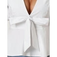 thumbnail image 5 of Unique Bargains Women's Peplum Ruffle Sleeve Bow Tie Decor Deep V Neck Sexy Blouse Top XL White, 5 of 6