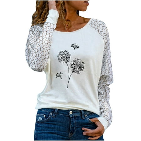 

Bospose O-Neck Shirt For Women Long Sleeve Shirt Women Corset Top Lace Top Black Blouse Fashion Woman T-Shirt Autumn Print Sweatshirt Loose Blouse Tops 2938 Lady Top T-Shirt 012 Xl