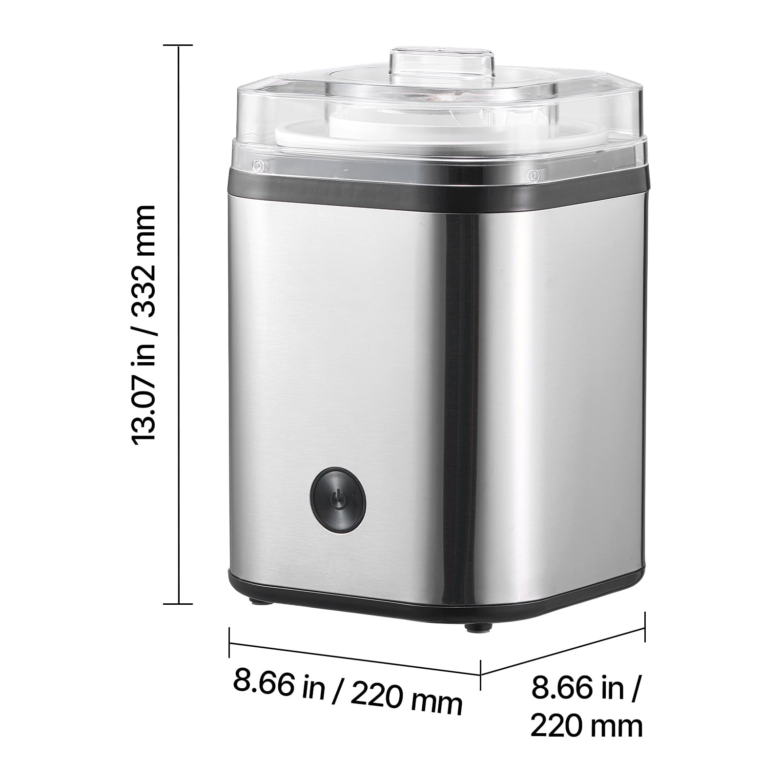 KFFKFF Electric Ice Cream Maker, 2.11 Qt. Capacity, Automatic Frozen Dessert Machine, Easy to Operate and Clean, Durable Stainless Steel Design, Ideal for Homemade Yogurt, Sorbet, Gelato, Silver