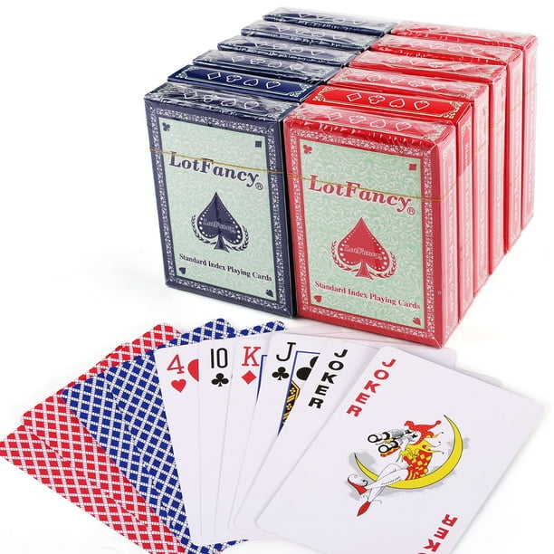 12 Decks Playing Cards, Cards Bulks (6 Blue and 6 Red), Poker Size Standard Index for Euchre