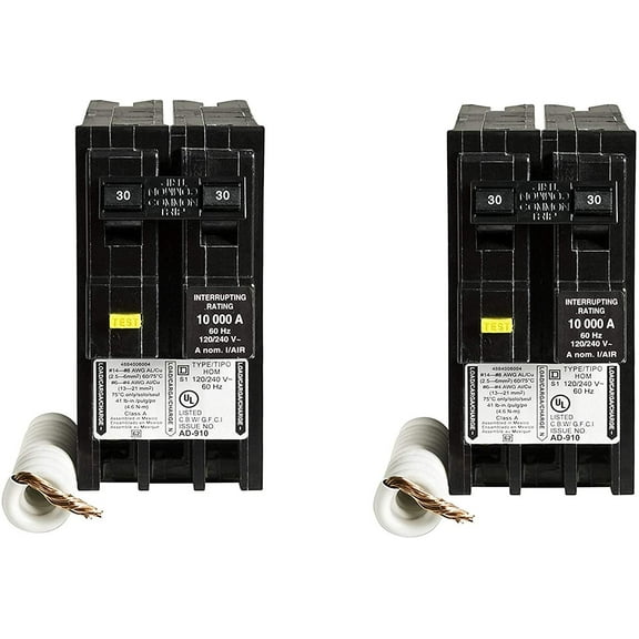 Square D Homeline GFCI Circuit Breaker HOM230GFIC 2-Pole 30 Amp - 2 Pack