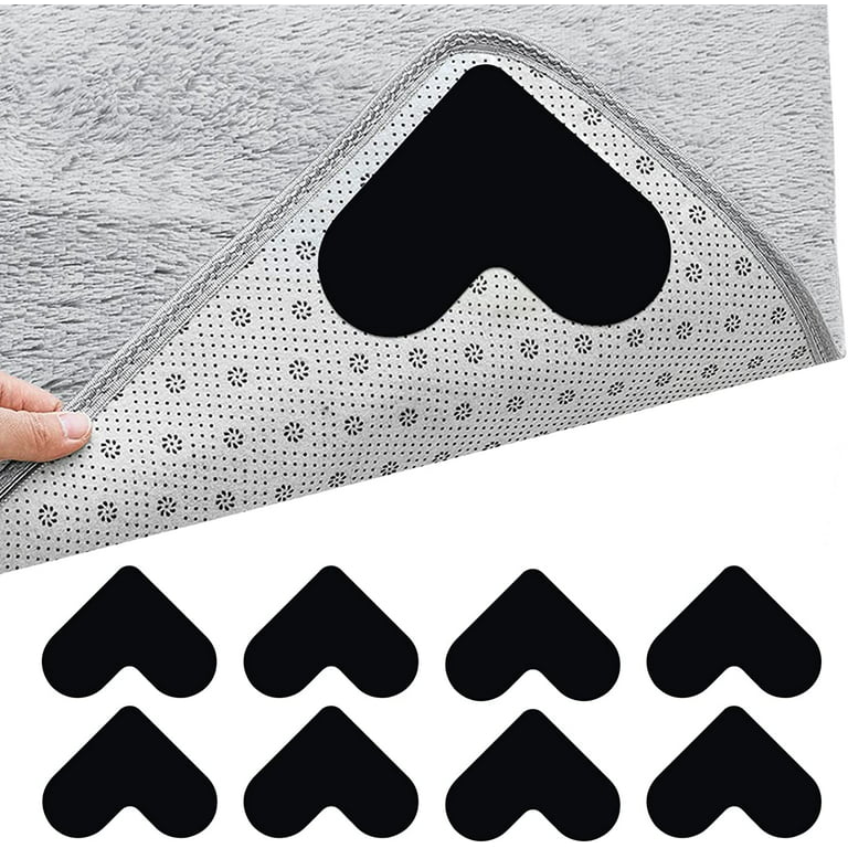 8pcs Rug Grippers, Double Sided Non-Slip Rug Pads Rug Tape Stickers  Washable Area Rug Pad Carpet Tape Corner Side Gripper for Hardwood Floors  and Tile