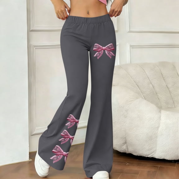 BRGZLK Womens Yoga Pants Casual Rose Print Flare Leggings High Waist Tummy Control Stretch Soft Trendy Workout Gym Dance Pants