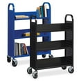 thumbnail image 2 of Lorell Single Sided Steel Book Cart 3 Shelf Round Handle 5" Caster Size - Steel 32"x14"x46" Black, 2 of 7