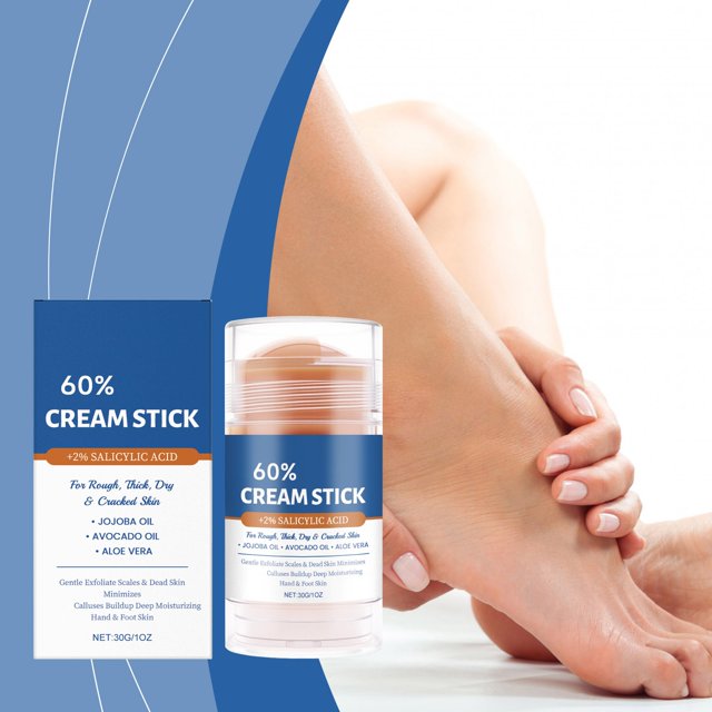 Salicylic Cracked Heel Stick Cream For Feet Hands Elbows Knees Heels Callus Remover Exfoliates Hydrates Softens Dry Maximum Strength Repair Balm