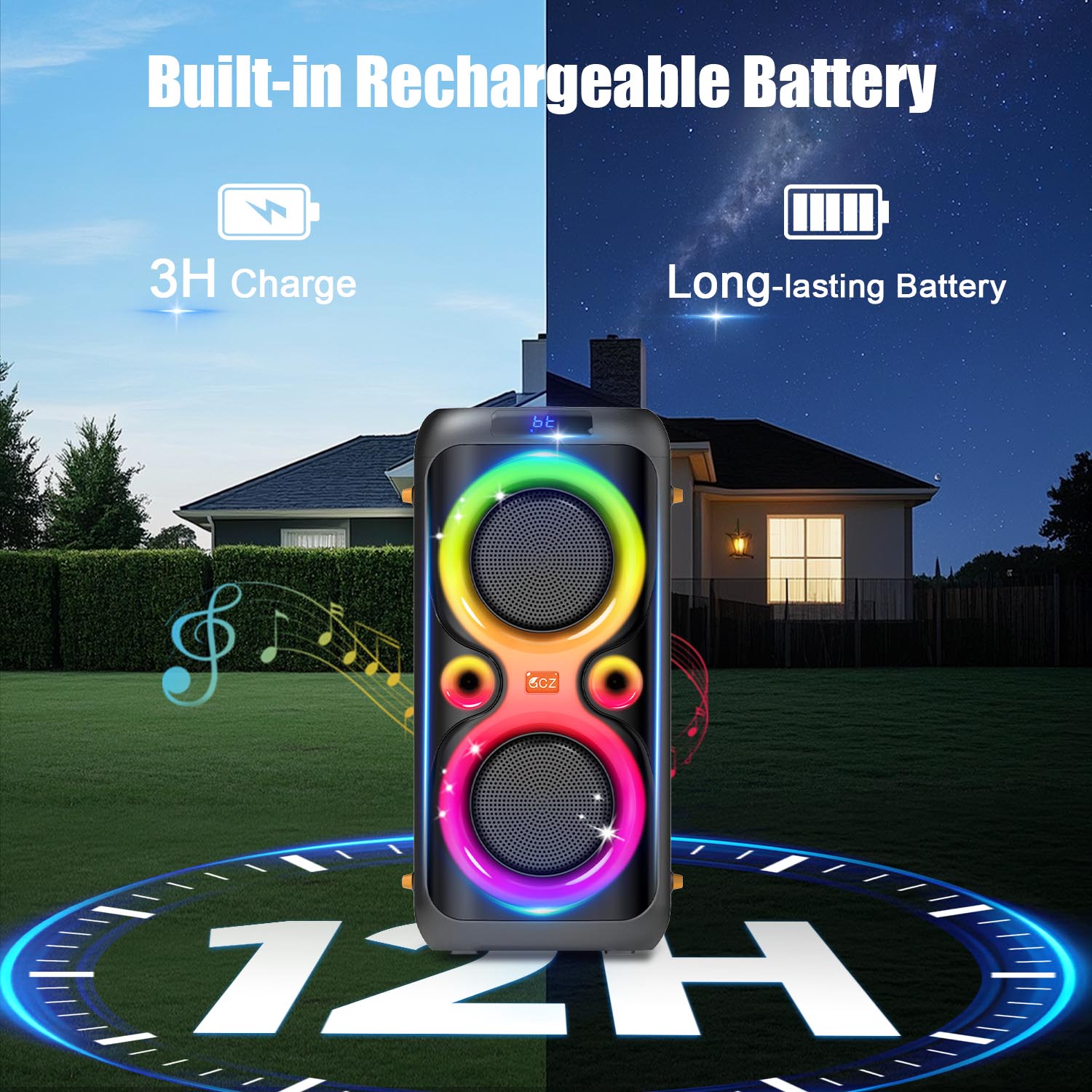 GCZ Party Speaker – 160W Dual 6.5-Inch Bass Speaker with Karaoke photo 4