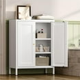thumbnail image 2 of Metal Bathroom Storage Cabinet,Bathroom Floor Storage Cabinet with 2 Adjustable Shelves and 2 Doors,Freestanding Sideboard for Small Spaces, Living Room, Home Office, Dining Room,White, 2 of 3