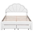 thumbnail image 6 of Full Size Upholstered Platform Bed with Slats, Modern Bed Frame with Seashell Shaped LED Headboard and 2 Drawers, White, 6 of 9