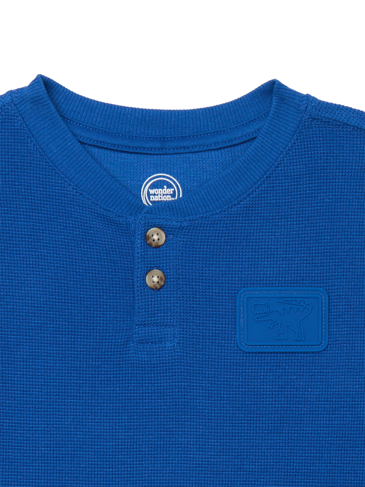 Wonder Nation Little Boy Long Sleeve Waffle Henley Tee, Sizes 4-10