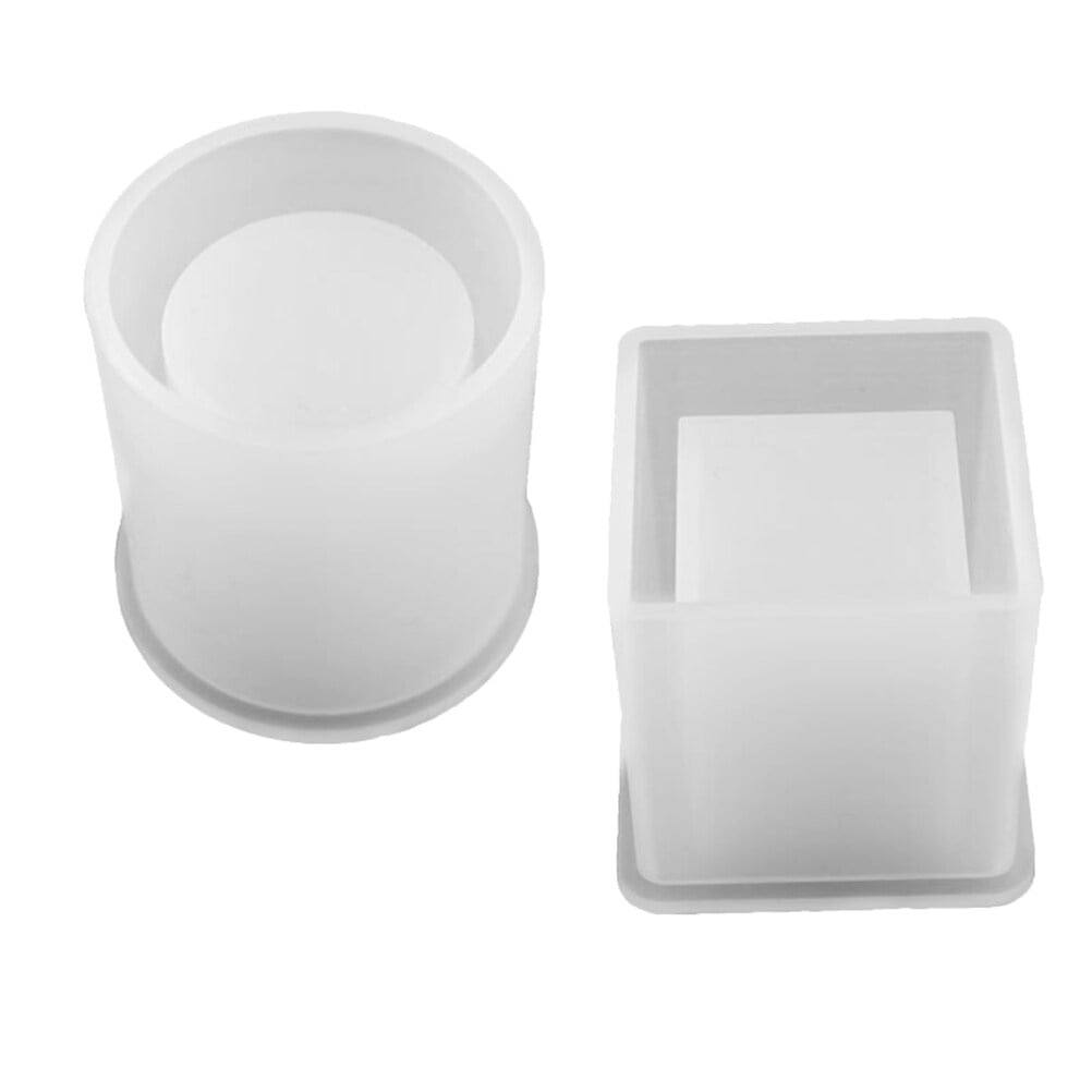 2pcs DIY Square Resin Mold Cube and Cylinder Silicone Molds DIY Flower