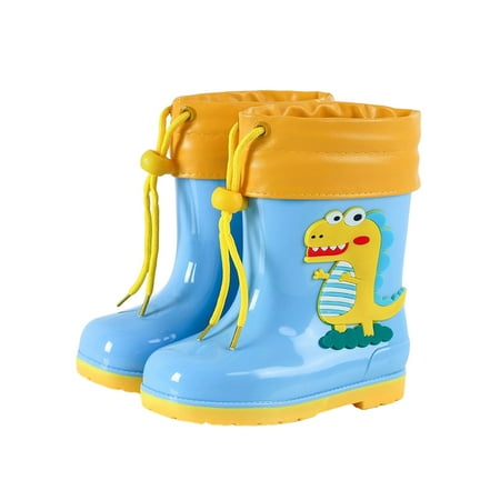 

Woobling Boys Girls Rain Boot Cartoon Rubber Boots Removable Lining Waterproof Booties Walking Rainboot Non-slip Garden Shoes Wide Calf Lightweight Blue Yellow 11C