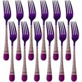 thumbnail image 1 of Hammered Salad Forks Set of 12, Dessert Forks Stainless Steel Silverware Flatware Forks, Appetizer Dessert Forks Utensils Dinnerware Mirror-Polished -Purple- 6.7 Inches, 1 of 8