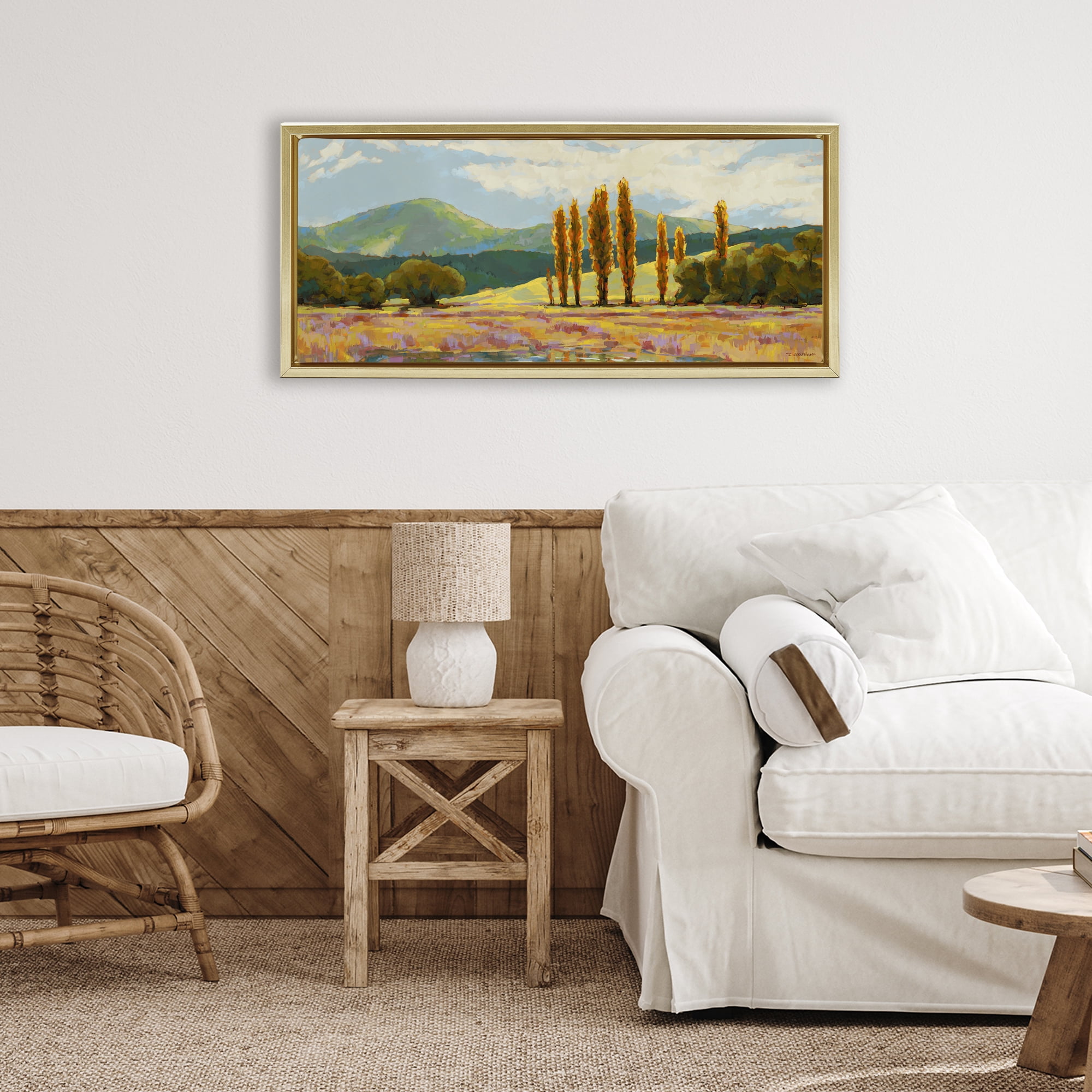 Stupell Industries Vast Subdued Countryside Gold Framed Floater Canvas Wall Art, design by Trevor Copenhaver