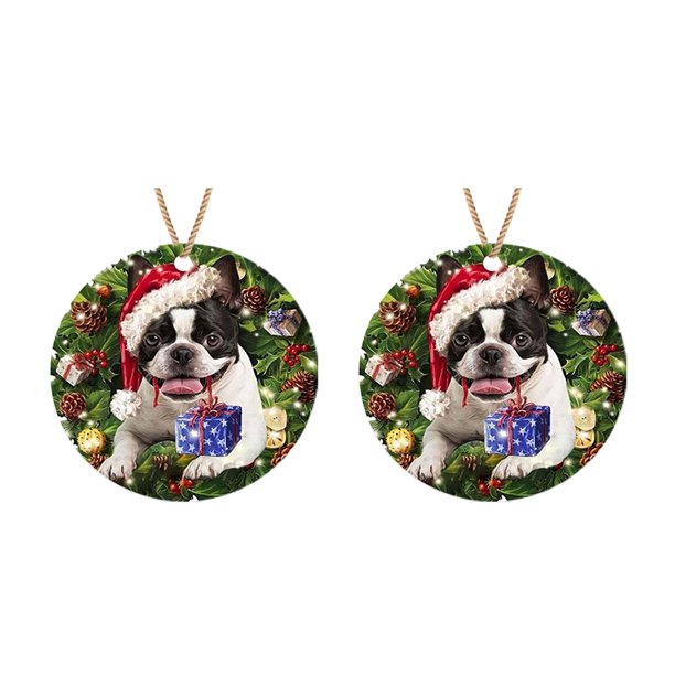 Adornos navideños Navidad Listado de madera Guirnalda de perro Decoración de árbol de Navidad de madera Wmkox8yii gf8846
