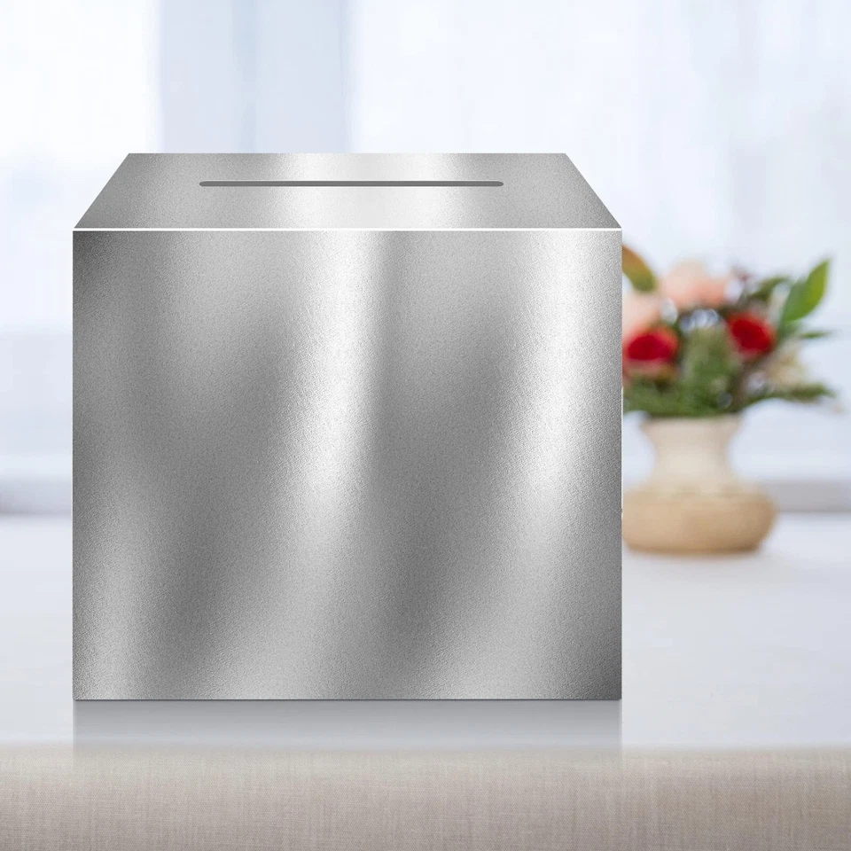 BUTTERFLY- 10"X10" Shining Silver Large Envelope Party Gift Card Money Box Wishing Well,