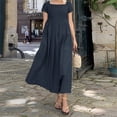 thumbnail image 5 of Summer Dresses For Women 2023 Solid Color Short Sleeve Loose Cotton Swing Dress Womens, 5 of 5
