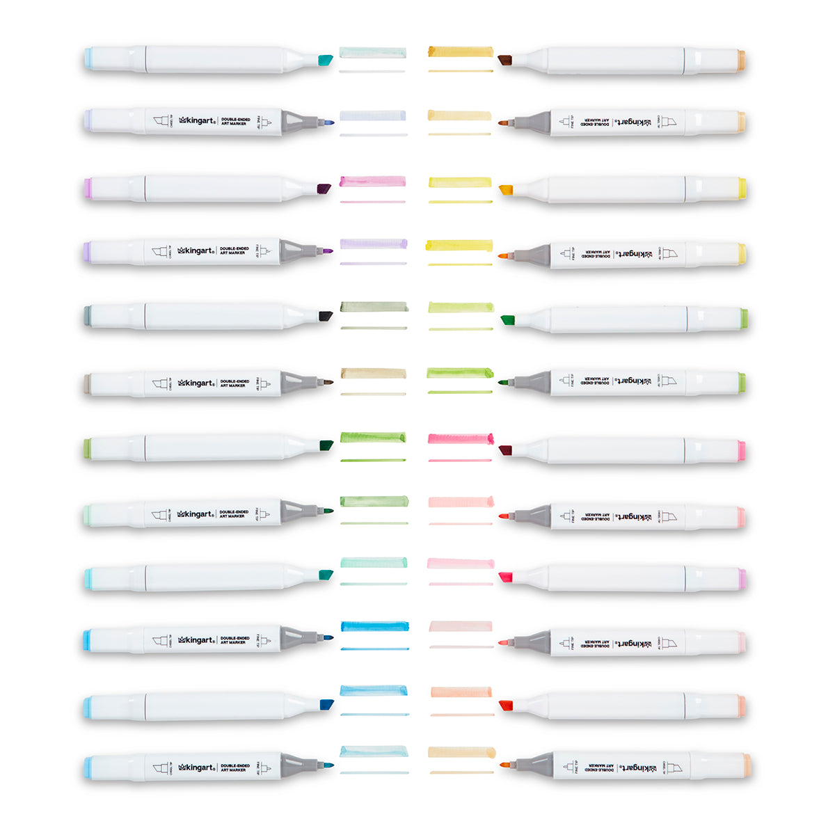 Kingart Pro Double-Ended Art Alcohol Markers, Pastel Set of 24 photo 6