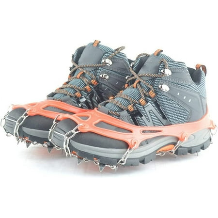 

18 Teeth Outdoor Snow Anti-Slip Crampons Spikes Stainless Steel Snow Chain Grippers Traction Splint for Shoes and Boots Running Hiking Rock Climbing Fishing