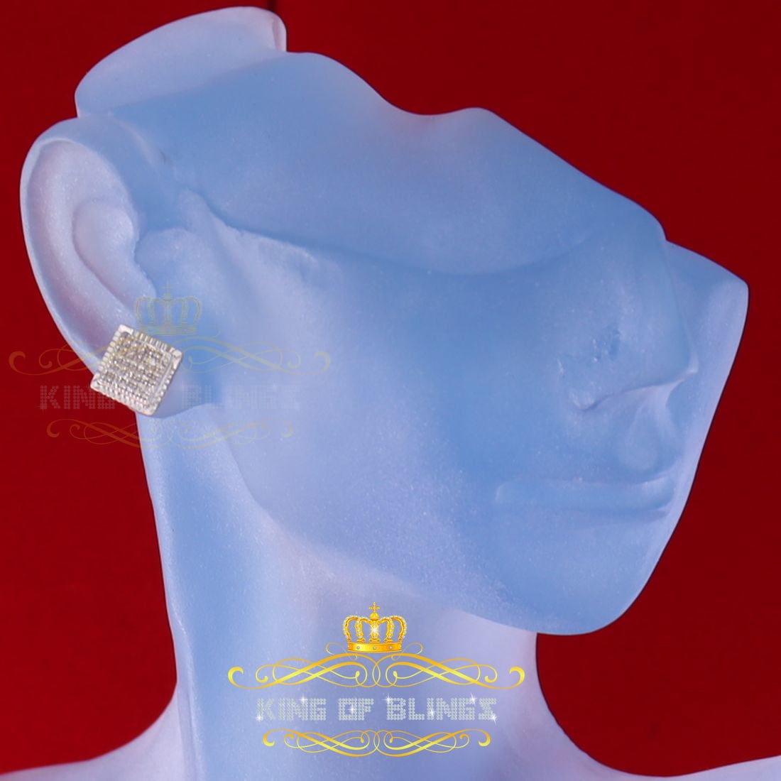 King of Bling's Aretes Para Hombre 925 White Silver 0.20ct Diamond Women,s & Men's Stud Earrings