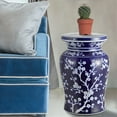 thumbnail image 4 of JONATHAN Y Cherry Blossom 17.7" Ceramic Garden Stool, Navy/White, 4 of 6