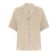 thumbnail image 6 of Ecqkame Womens Button Down Tops Turndown Collar Short Sleeve Solid Color Shirt Summer Casual Loose Beach Tops Khaki XXL, 6 of 6
