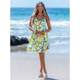 thumbnail image 5 of Multicolor Lemon Print Spaghetti Strap Knit Mini Sundress For Women Summer Vacation Dress, 5 of 6