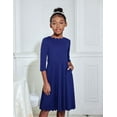 thumbnail image 5 of Oudiya Girls Scallop Trim Party Dress A-Line Formal Midi Belted Dresses with Pockets for kids 6-15Y, 5 of 7
