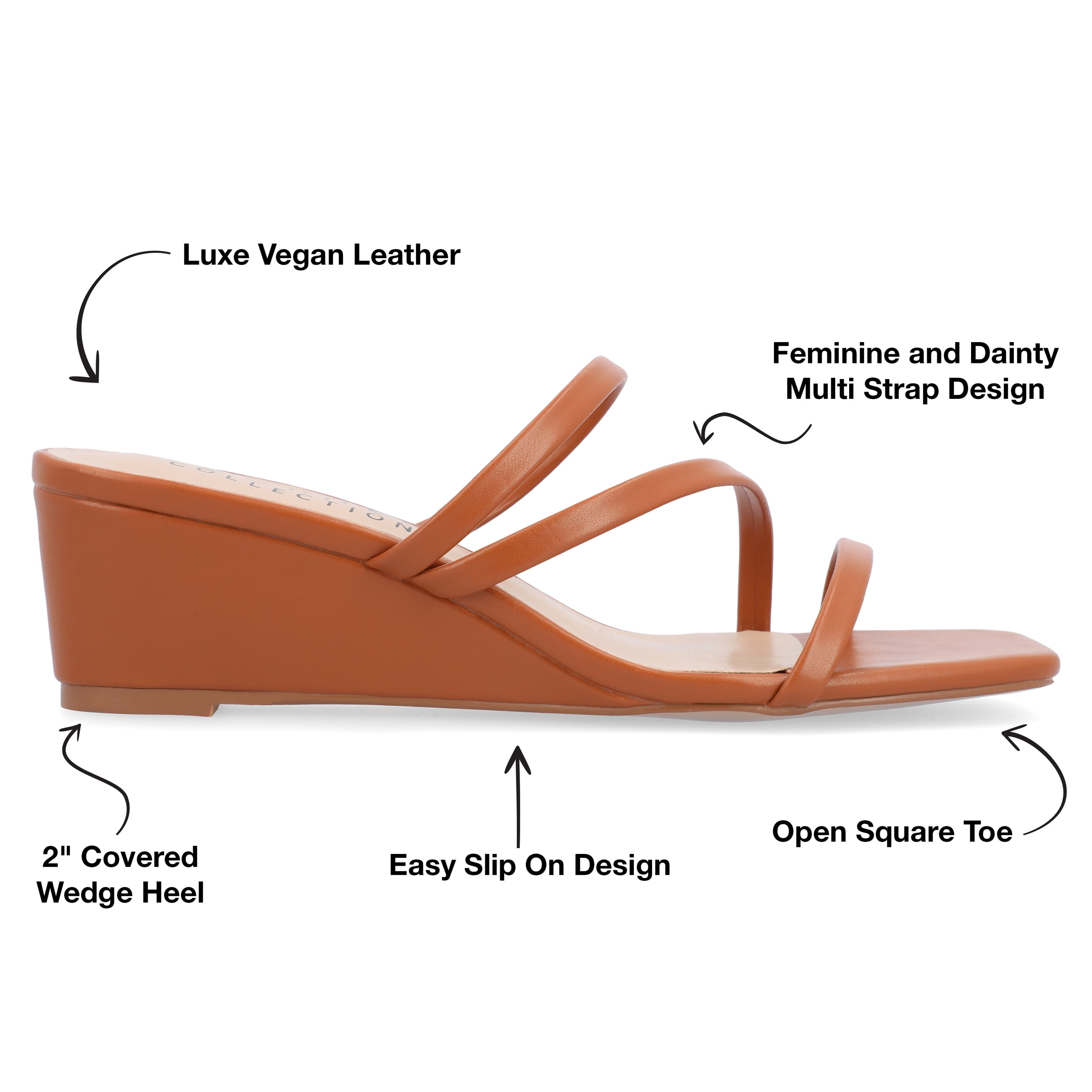 Journee Womens Takarah Crossover Strap Slip On Wedge Sandals